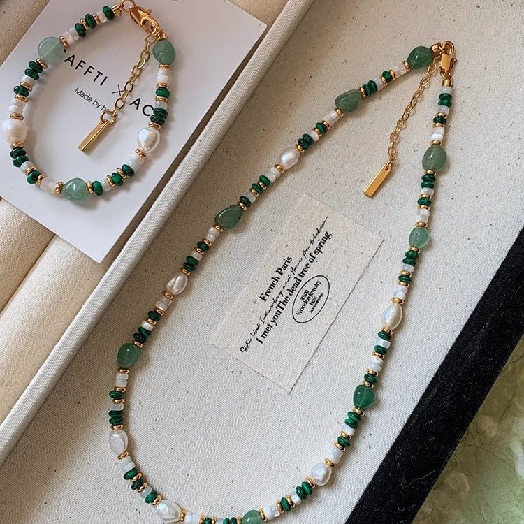 Green Aventurine Dopamine Freshwater Pearl Summer Necklaces