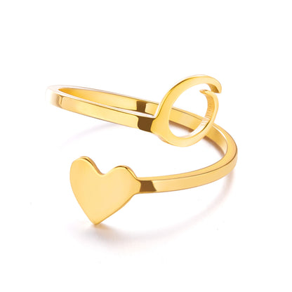 Popular Stylish Simple Letter Stainless Steel Open Three-dimensional Love Rings