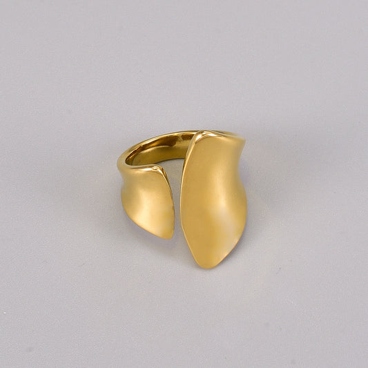 Steel Large Glossy Opening Gold Exaggerated Rings