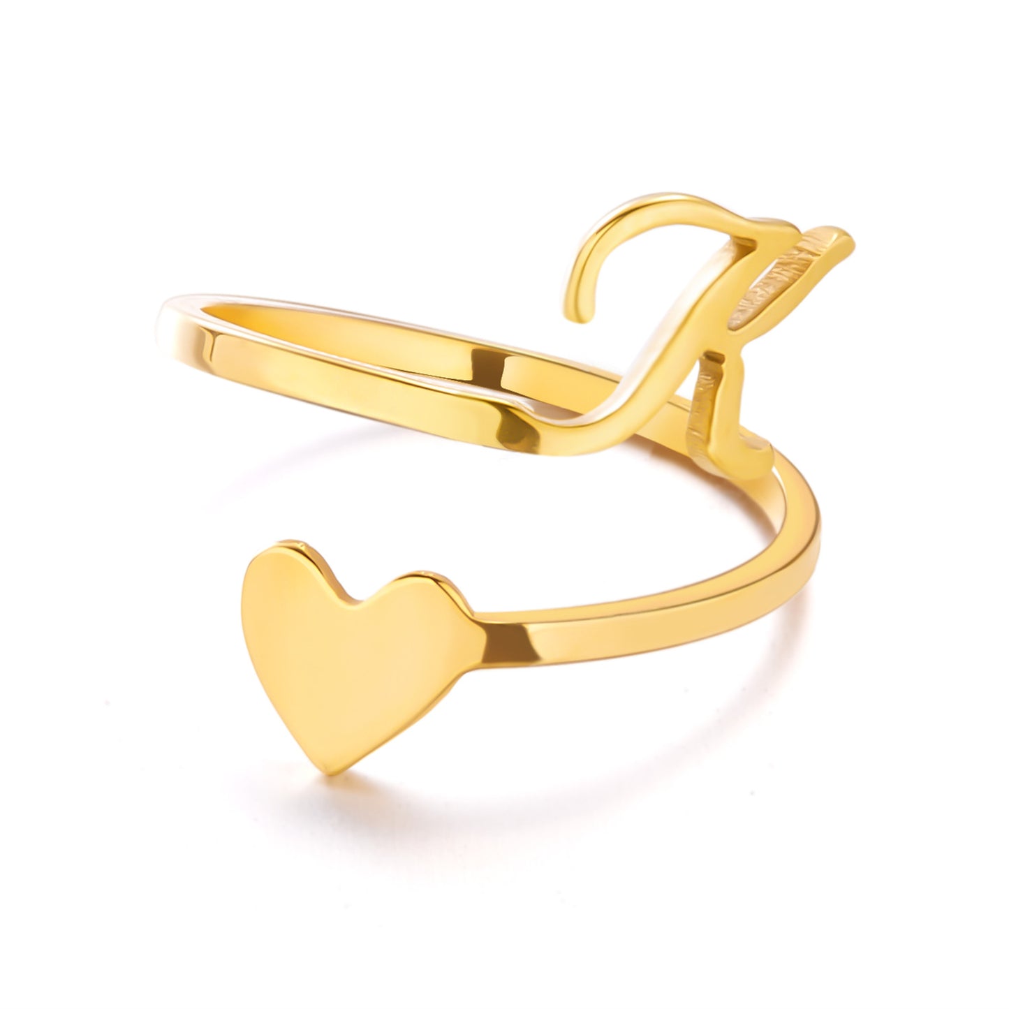 Popular Stylish Simple Letter Stainless Steel Open Three-dimensional Love Rings