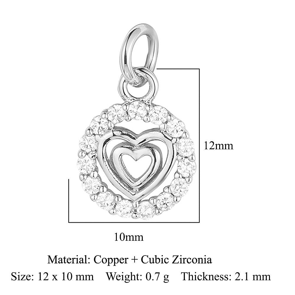 Crown Peach Heart Colorful Love Copper Pendants