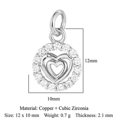 Crown Peach Heart Colorful Love Copper Pendants