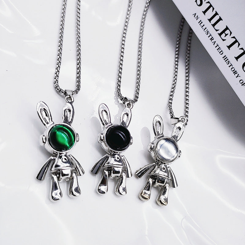 Women's & Men's Movable Personalized Titanium Steel Rabbit Hip Hop Long Necklaces