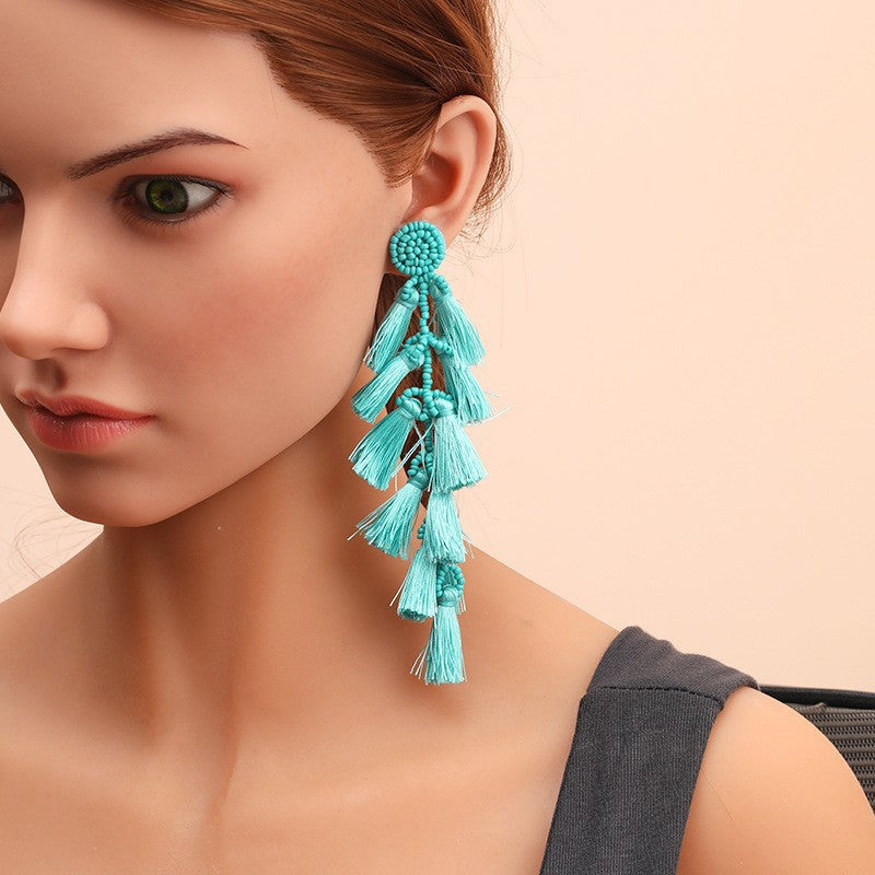 Bead Tassel Handmade Fashion Long Bohemian Earrings