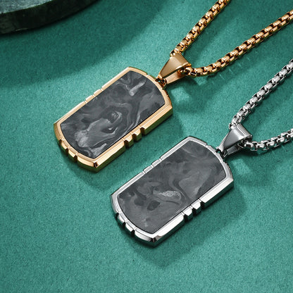 Minimalist Style Beveled Camouflage Carbon Fiber Dog Tag Combination Pendants