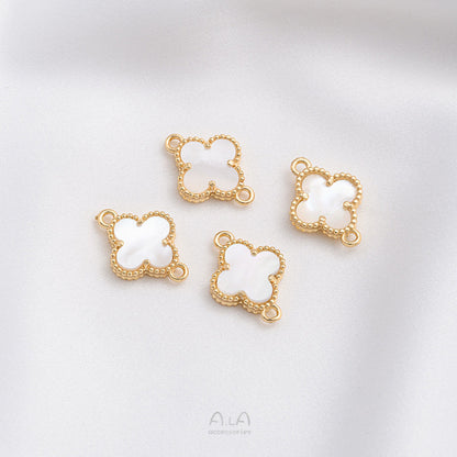 Gold Inlaid Pearl Clover Single Hanger Pendants