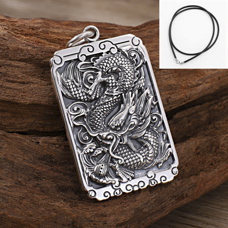 Men's Sier Dragon Domineering Personalized Chinese Vintage Necklaces