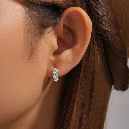 Diamond Ear Blue Zircon Female Temperament Earrings