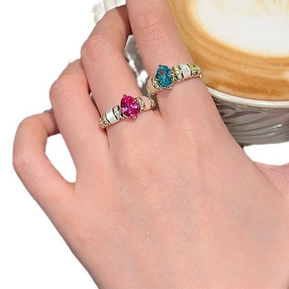 White Shell Female Plated Antique Style Rings