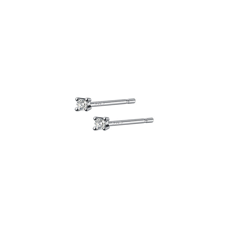 Women's Lodge Sier Mini Single Diamond Small Earrings