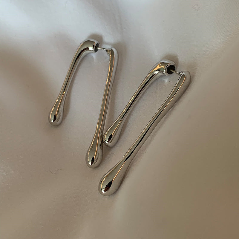 Popular Creative Asymmetric Simple Metal Glossy Earrings