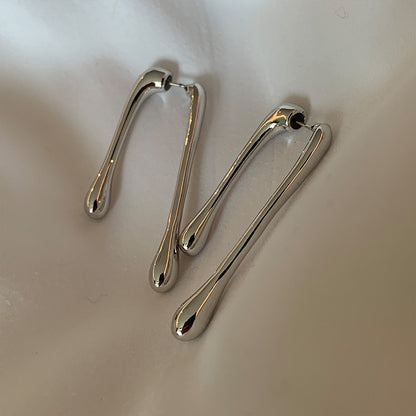 Popular Creative Asymmetric Simple Metal Glossy Earrings