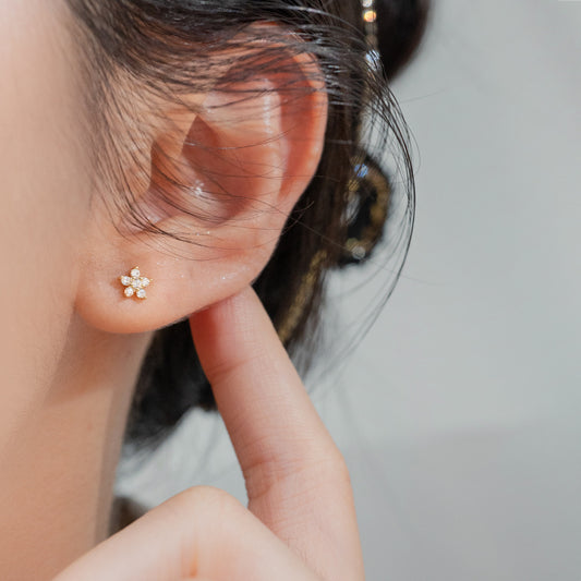 Star Ear Full Diamond Mini Pentagram Earrings