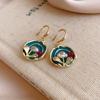 Women's Enamel Oil Painting Style Light Luxury Earrings