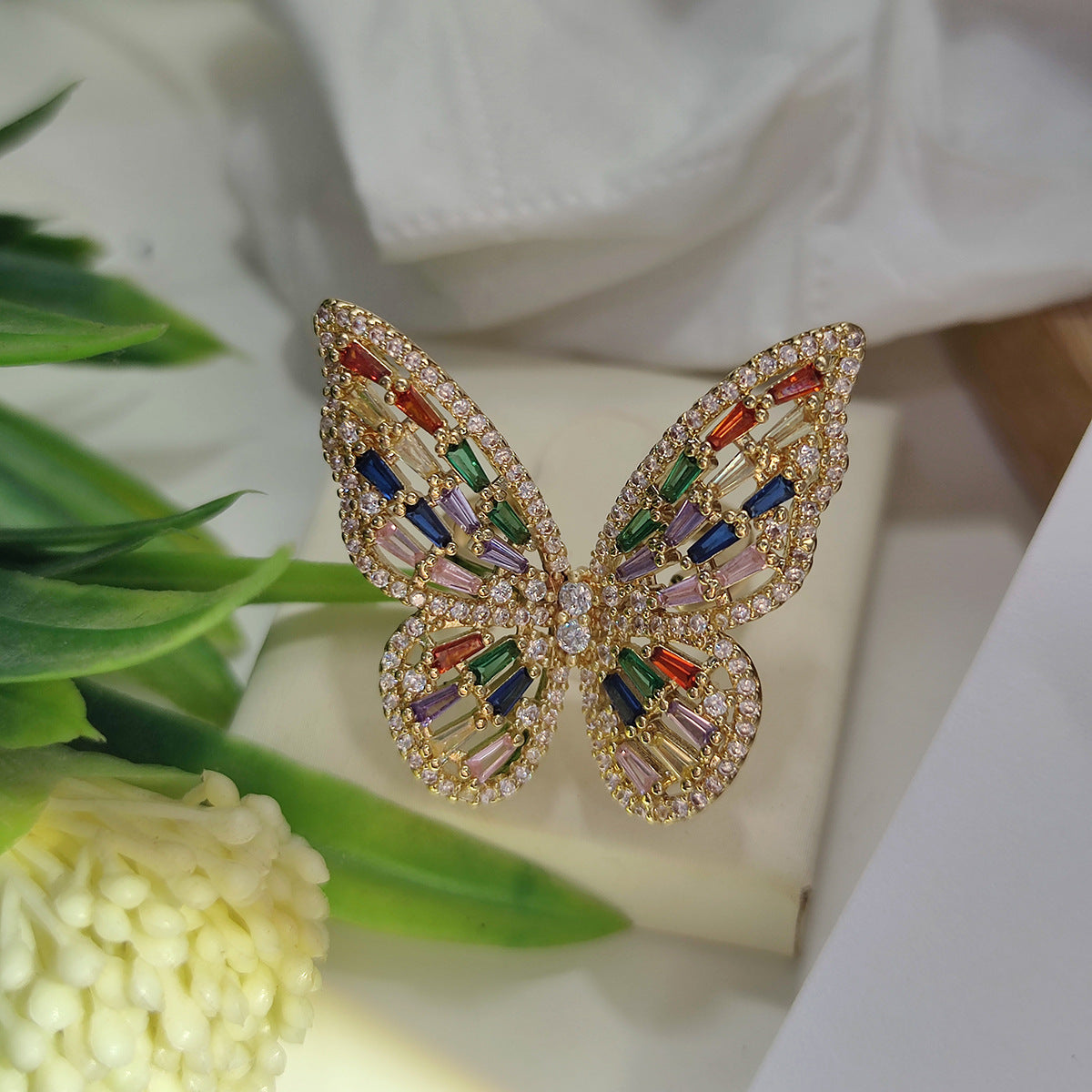 Zircon Butterfly Open Index Finger Trendy Rings