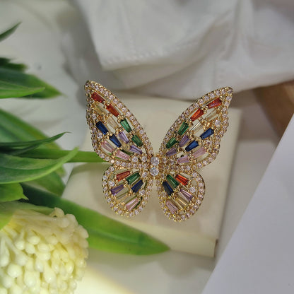 Zircon Butterfly Open Index Finger Trendy Rings
