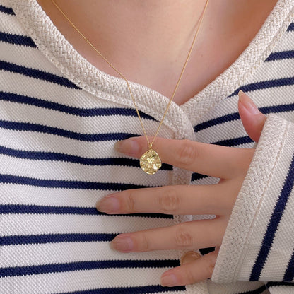 Women's Korean Jewelry Sterling Sier Geometric Round Simple Necklaces