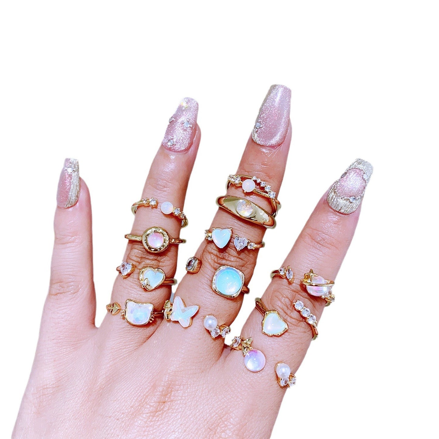 Quality Moonstone Natural Opal Open Trendy Rings