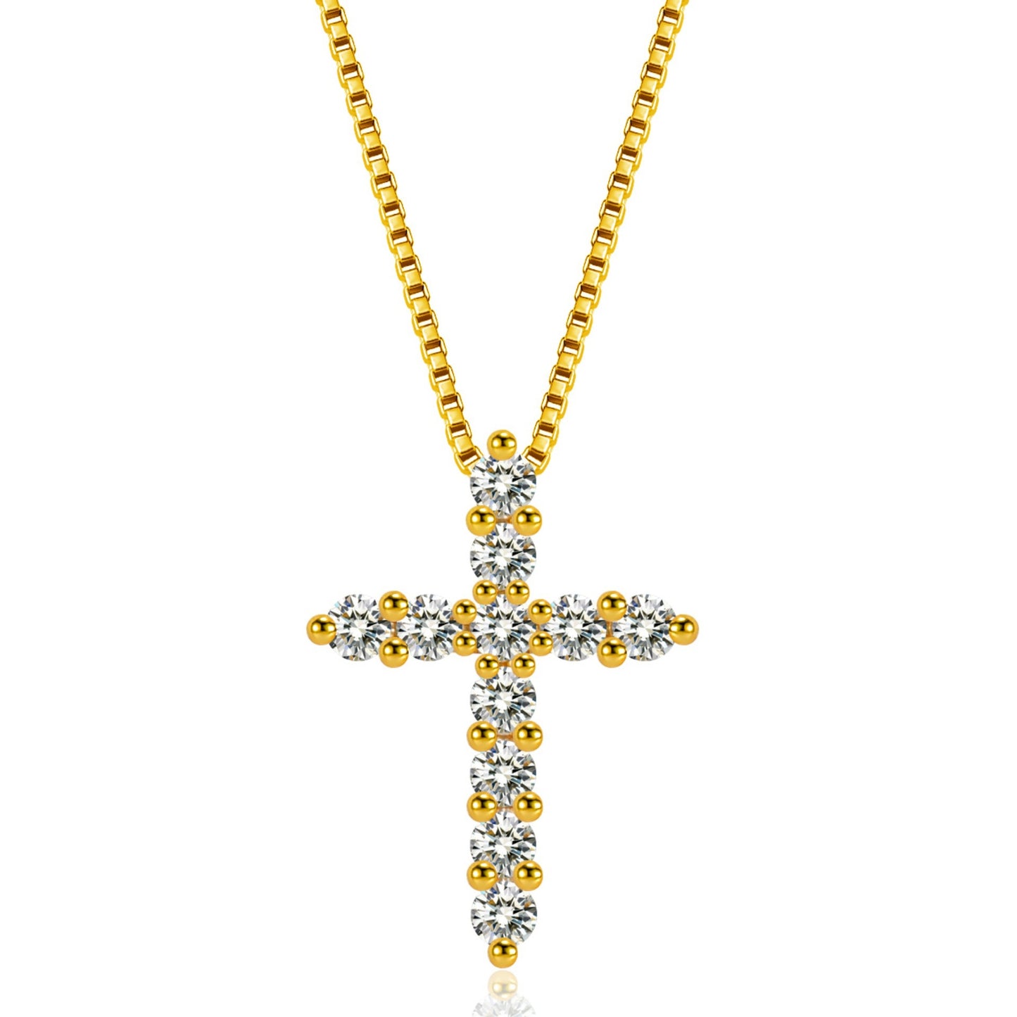 Cross Simple Rhinestone Yellow Gold Clavicle Pendants