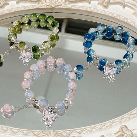 Camellia Glass Female Niche Candy Color Cracked Cystal Bracelets