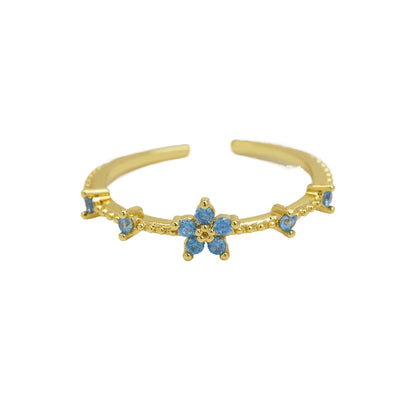 Women's Color Zirconium December Birthday Stone Little Flower Rings