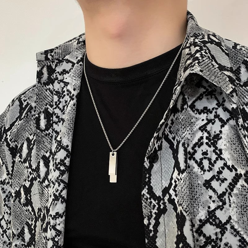 Men's Glossy Titanium Steel Long Cross Sweater Necklaces