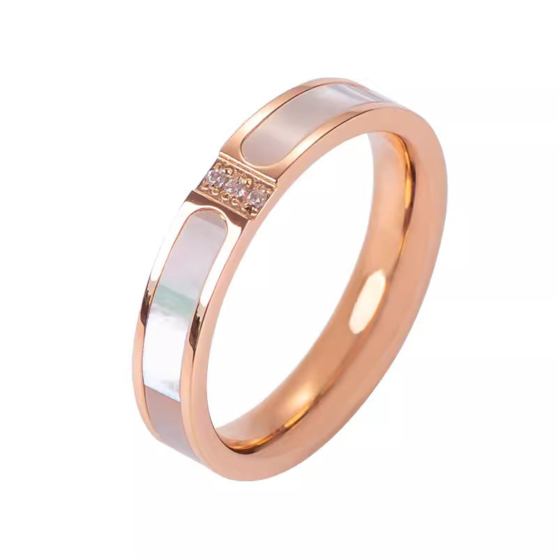 Color Shell Titanium Steel Rose Gold Rings