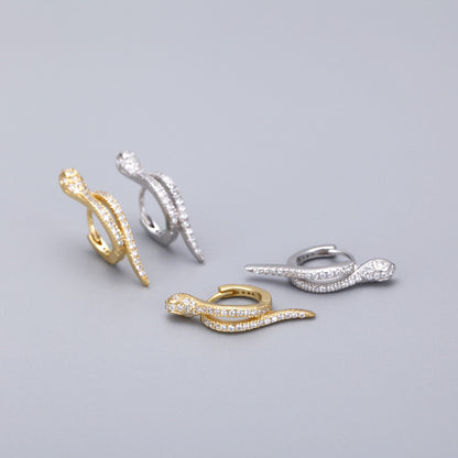 Snake-shaped Zircon Cold Style High-grade Light Earrings