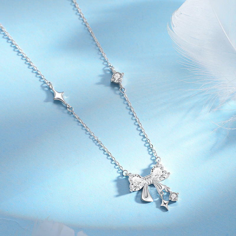 Women's Sweet Bow For Niche Design Advanced Shiny Necklaces