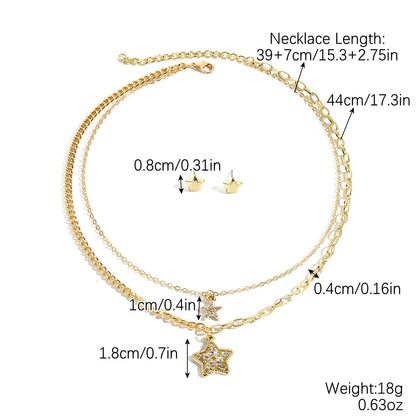 Jewelry Suit Five-pointed Star Twin Zircon Necklaces