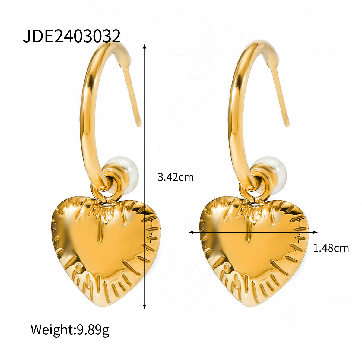 Stainless Steel Pearl Love Heart High-grade Earrings