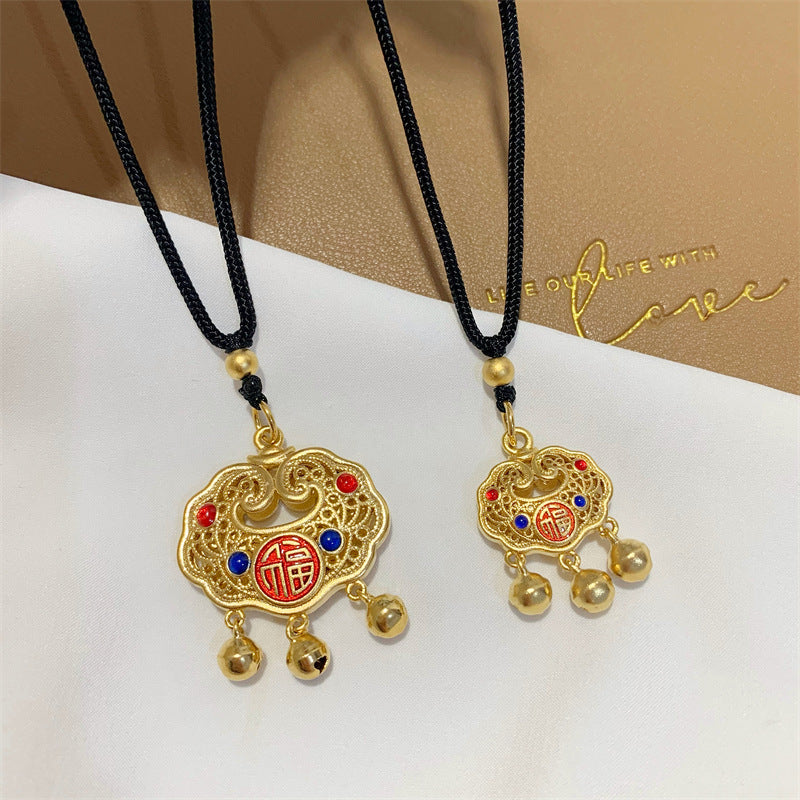 Women's Longevity Lock Vietnam Placer Gold Ancient Necklaces