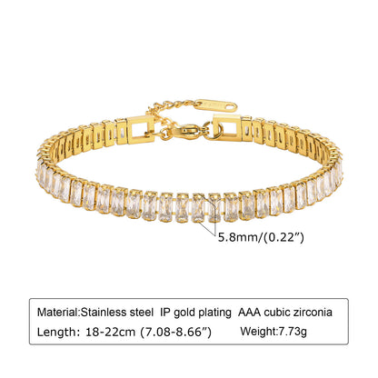 Stainless Steel Full Rhinestone Zircon Emerald Simple Bracelets