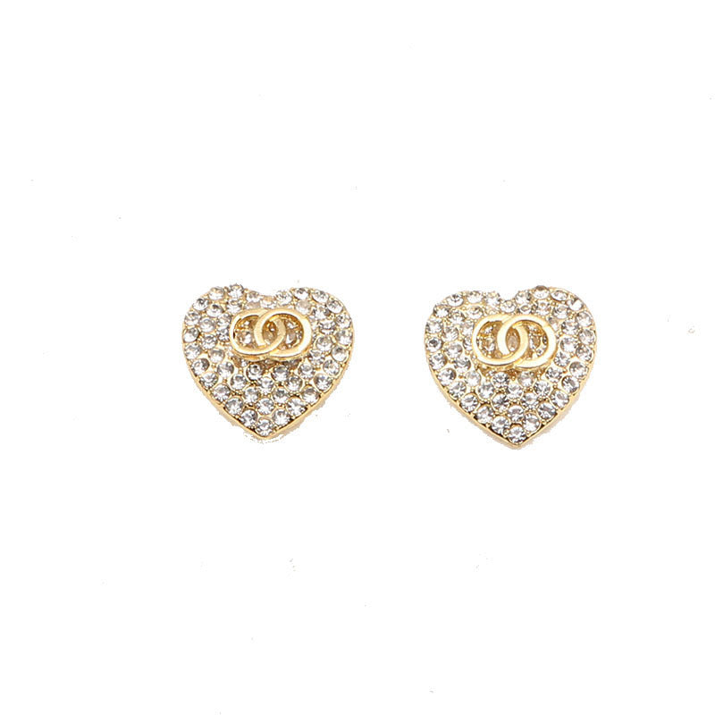 Women's Double Chic Shiny Love Heart Simple Earrings