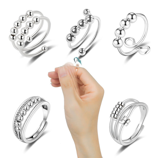 Women's Pcs Anxiety Relief Anti Spinning Stainless Rings