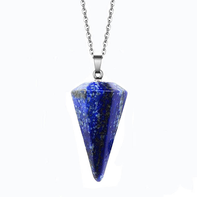 Natural Stone Hexagon Prism Conical Spirit Necklaces