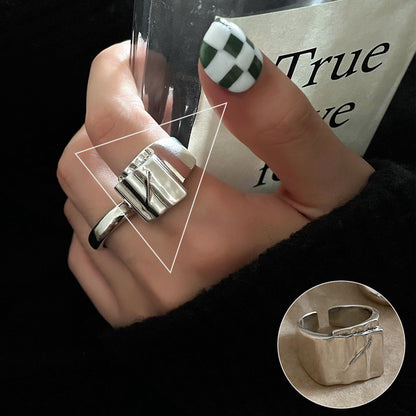 Female High Profile Fashion Creative Sier Opening Niche Rings