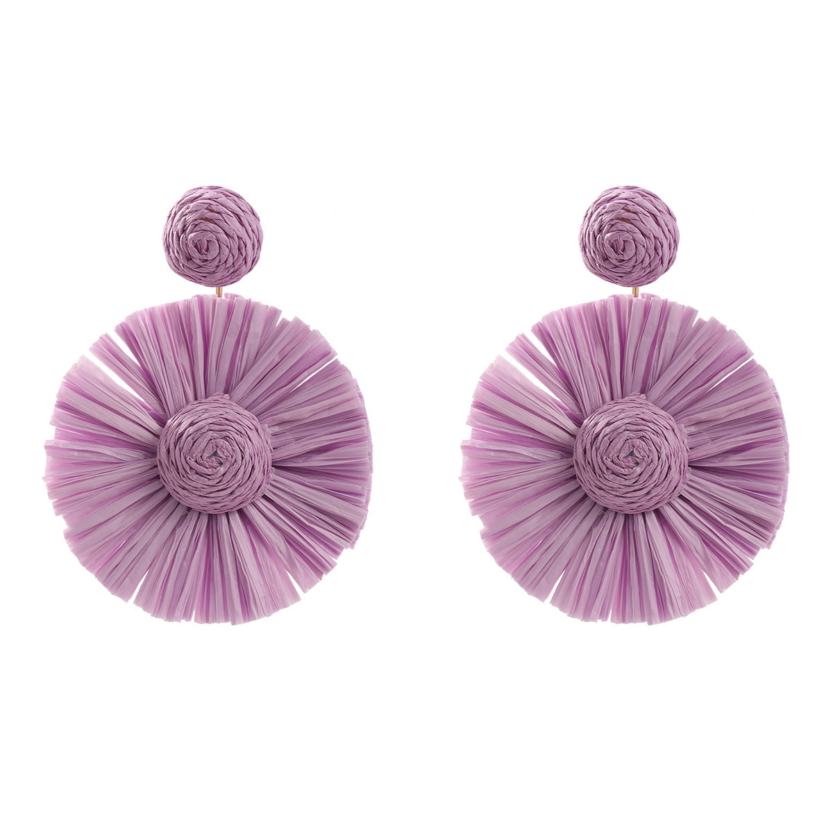 Women's Raffia Round Flower Woven Bohemian Eardrops Earrings