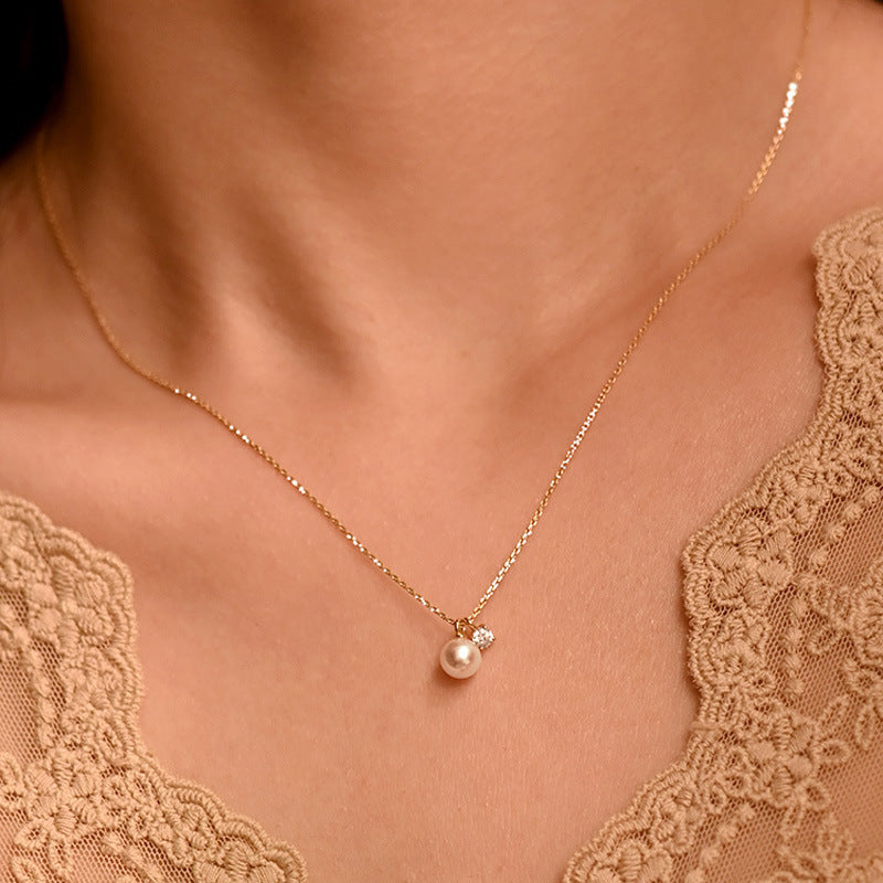 Sterling Sier Pearl With Small Zircon High-grade Necklaces