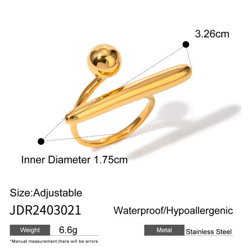 Ding Ornament Gold Stainless Steel Open Rings