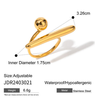 Ding Ornament Gold Stainless Steel Open Rings
