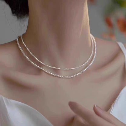 Small Beads Pearl Australian White Perfect Circle Flawless Strong Necklaces