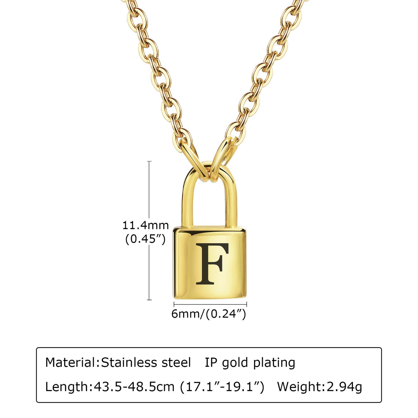 Letter Stainless Steel Lock Head Fashion Necklaces