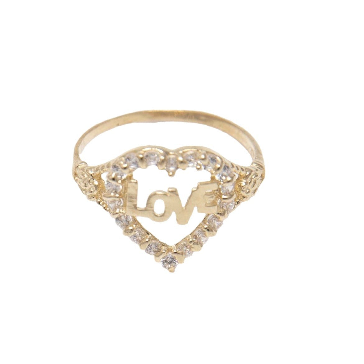 Copper Love Heart-shaped Advanced Inlaid Zircon Rings