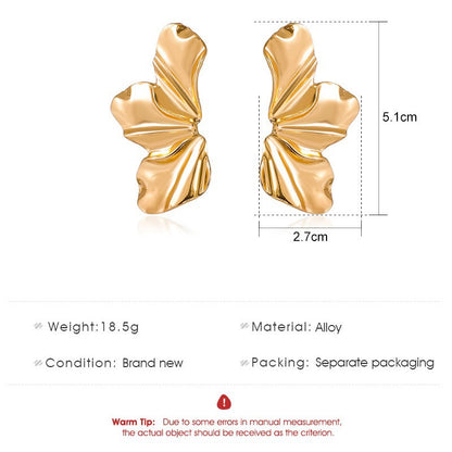 Women's Golden Flower Simple Elegant Matte Irregular Earrings