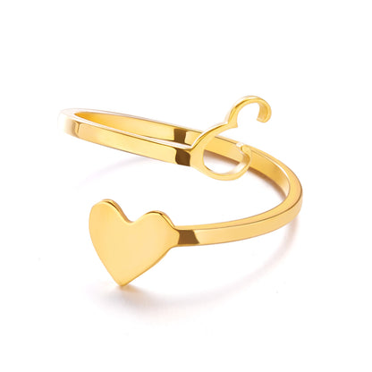 Popular Stylish Simple Letter Stainless Steel Open Three-dimensional Love Rings