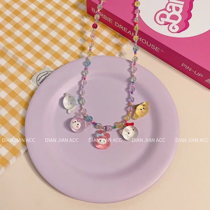 Korean Transparent Resin Color Beaded Little Princess Cute Cartoon Necklaces
