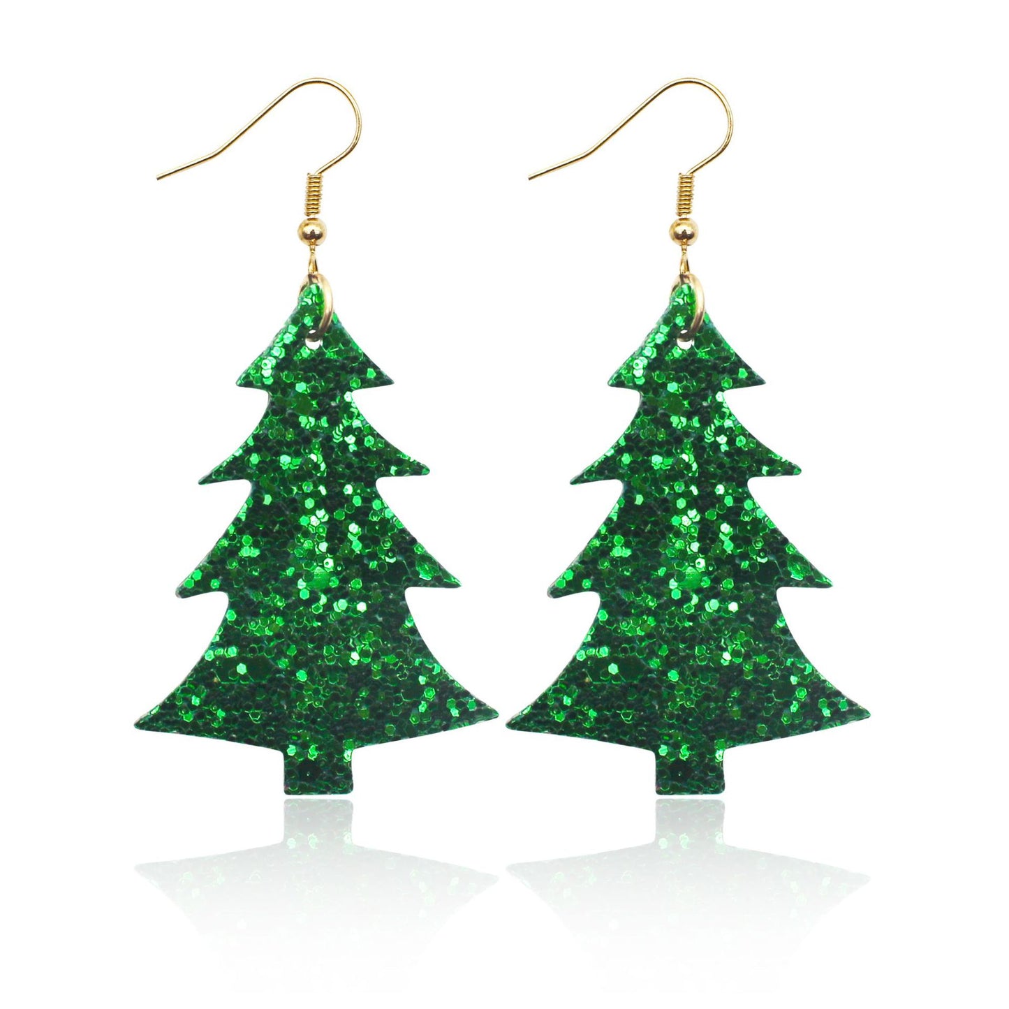 Christmas Sequins Particles Glitter Great Tree Earrings