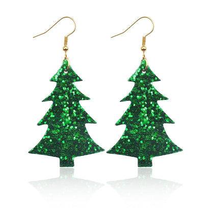 Christmas Sequins Particles Glitter Great Tree Earrings