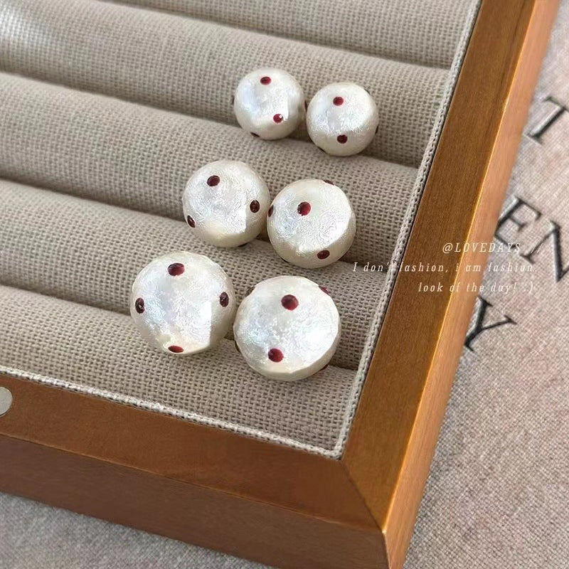 Polka Dot Cotton Pearl Niche Beads Simple Earrings